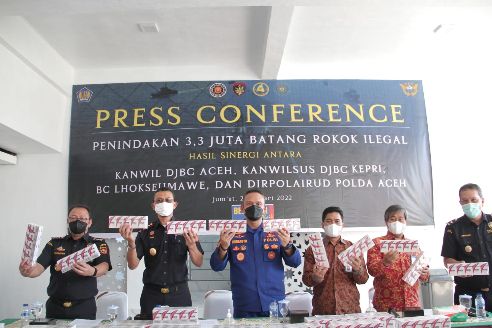 Bea Cukai Sita 3,3 Juta Batang Rokok Illegal senilai Rp6 Milyar di Perairan Aceh