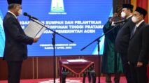 Gubernur Lantik Dua Pejabat Pimpinan Tinggi Pratama di Lingkungan Pemerintah Aceh