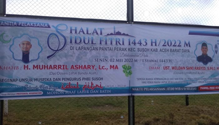 Ustad Muharril Asyary, Khatib Shalat Idul Fitri di Lapangan Pantai Perak Susoh
