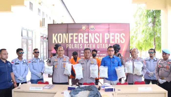 Polres Aceh Utara Gagalkan Penyelundupan 21,4 Kg Sabu dan 163 Ribu Butir Ekstasi