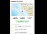 Gempa Magnitudo 6,2 Landa Aceh Singkil