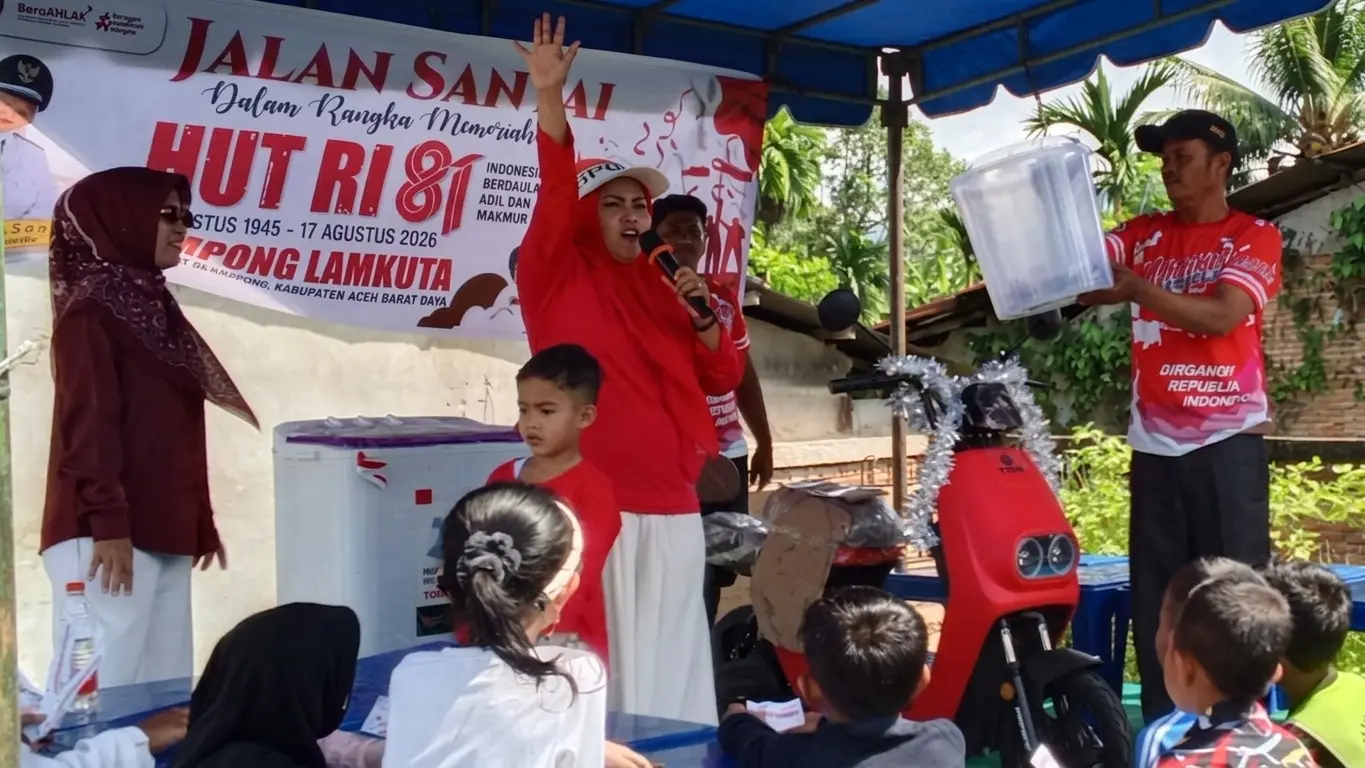 Meriah! Jalan Santai HUT ke-81 RI di Gampong Lamkuta Abdya Banjir Doorprize