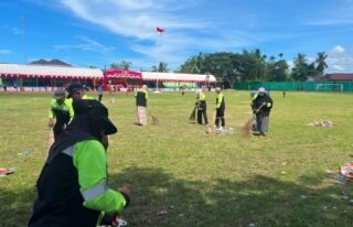 Laskar Hijau DLH Abdya Sapu Bersih Sampah Sisa HUT ke-81 RI