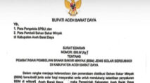 Tertibkan Penyaluran BBM, Bupati Abdya Keluarkan SE Pembatasan Solar Bersubsidi