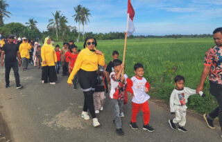 Warga Lhung Asan Abdya Semarakkan HUT RI ke-81 Dengan Jalan Santai dan Senam Sehat