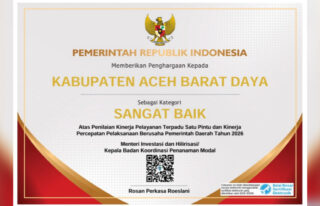 Kinerja PTSP Pemkab Abdya Tembus Kategori Sangat Baik Nasional